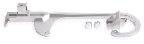 Billet Throttle Cable Bracket 4150 Style Silver Finish Return spring bracket part number AF64-2031S sold separately.