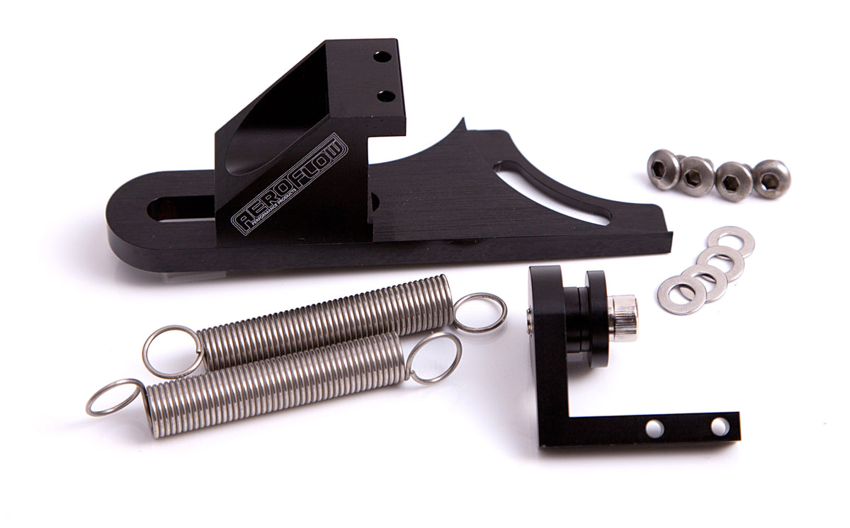 Billet Return Spring Assembly 4150 Style Black Finish Suits throttle cable bracket part number AF64-2026BLK sold separately.