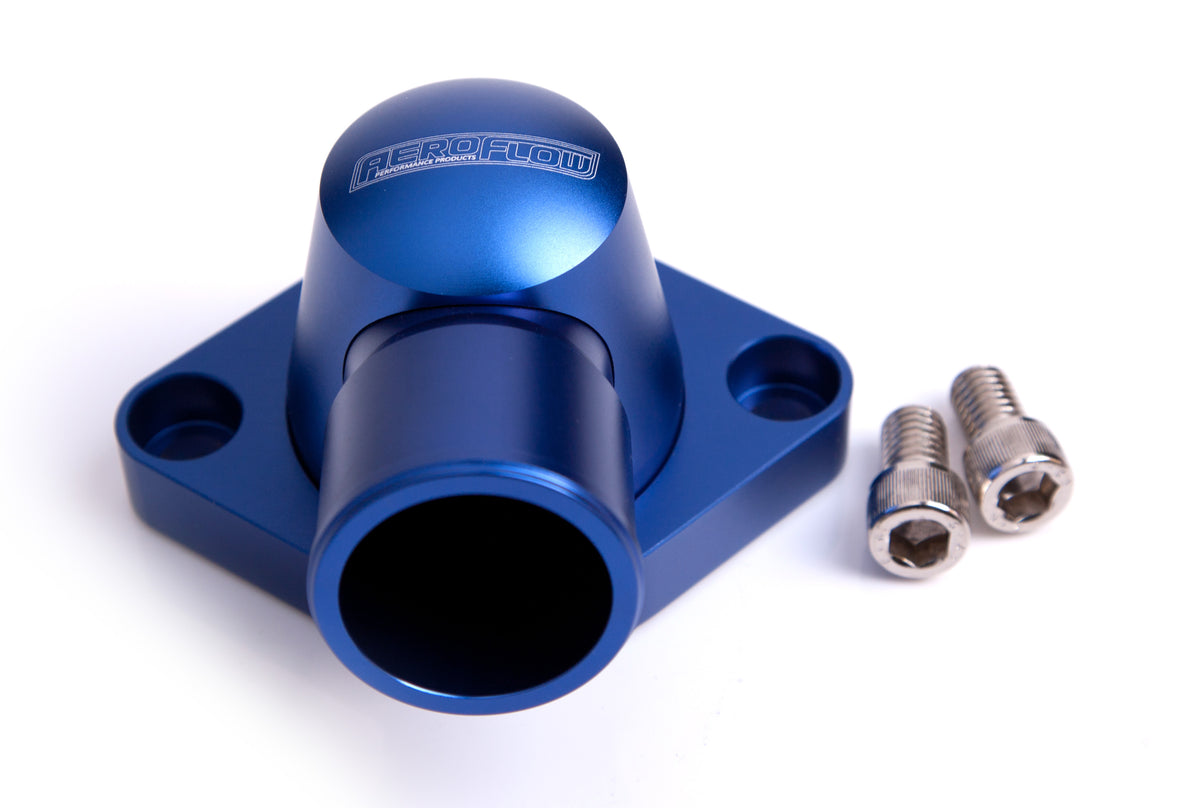 Billet Thermostat Housing - Blue Suit SB, BB Chevy, (Swivel)