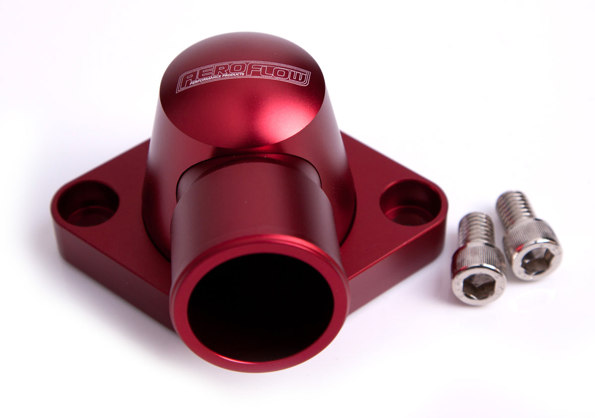 Billet Thermostat Housing - Red Suit SB, BB Chevy, (Swivel)
