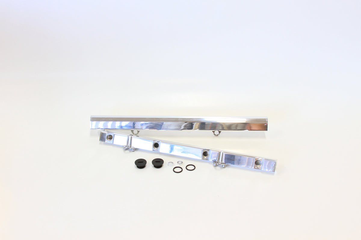 Ford Windsor 5.0L V8 Billet EFI Fuel Rail - Polished Suit 14mm Full Length Fuel Injectors, -8ORB Ports
