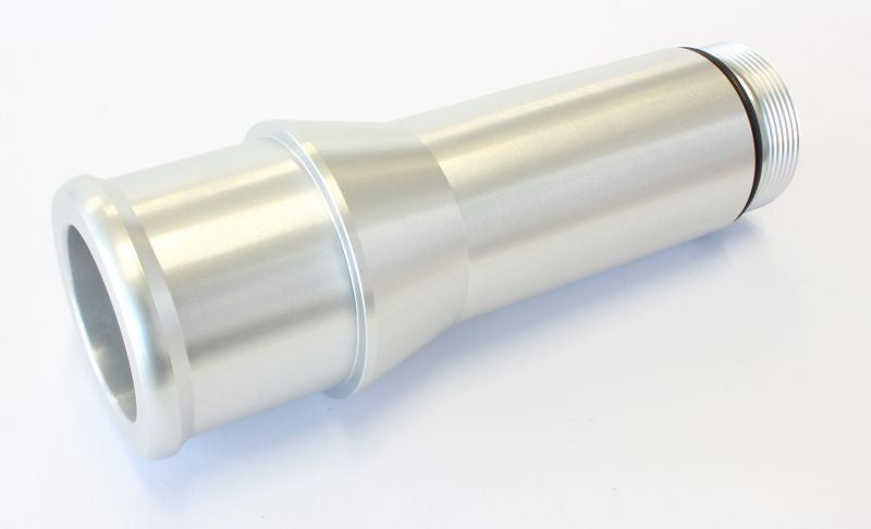 Radiator Hose Adapters - Silver 1.5" O.D., 4.5" Length, 1-1/4"-20 thread, fits most electric water pumps