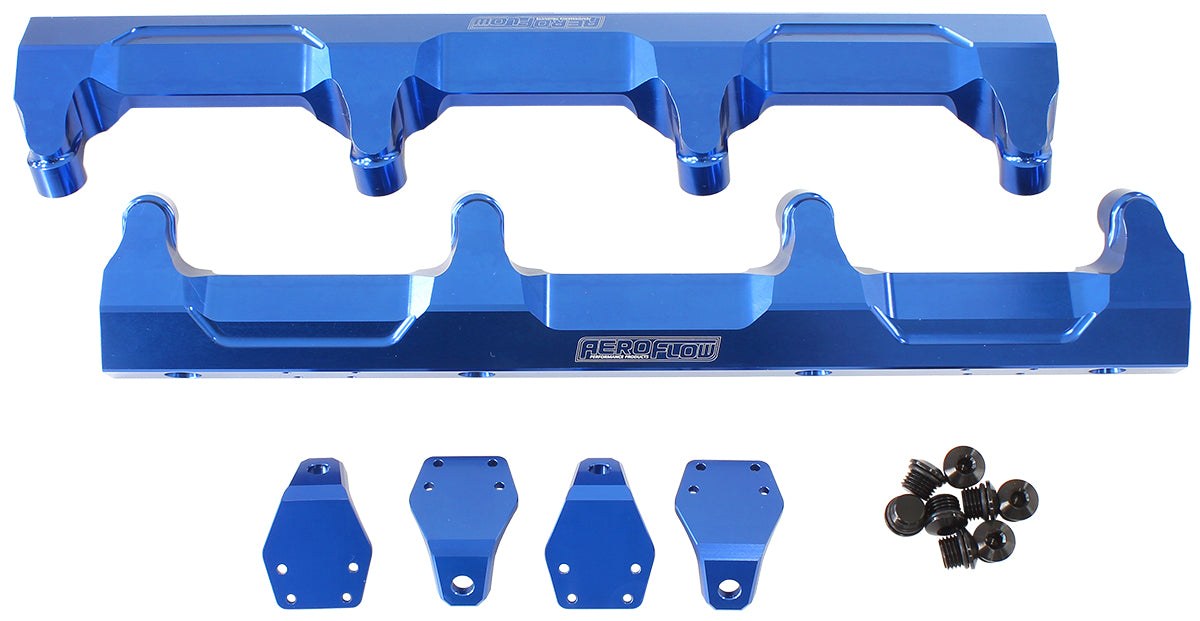 GM Supercharged LSA Billet EFI Fuel Rails - Blue Suit 14mm Short Length Fuel Injectors, -8ORB Ports
