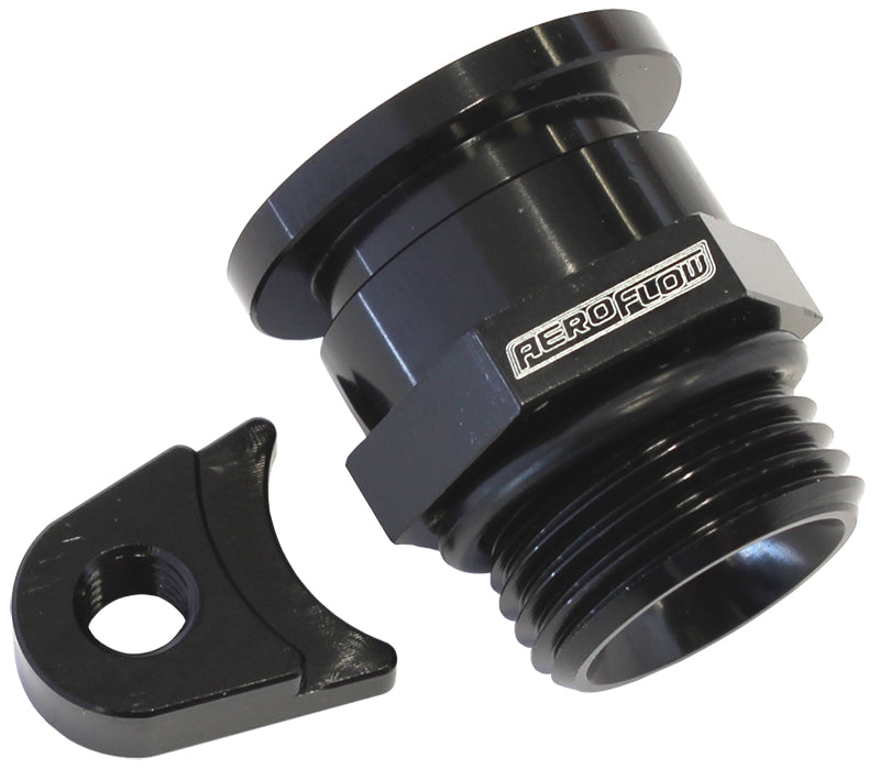 Aeroflow Fuel Pressure Regulator Adapter - Black Suit Holden V8 EFI, adapts Factory regulator to Aeroflow Fuel Rail