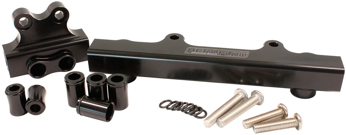 Aeroflow Mazda Series 4, 5 13B Billet EFI Fuel Rails - Black Suit 14mm 3/4" Length Fuel Injectors, -8ORB Ports