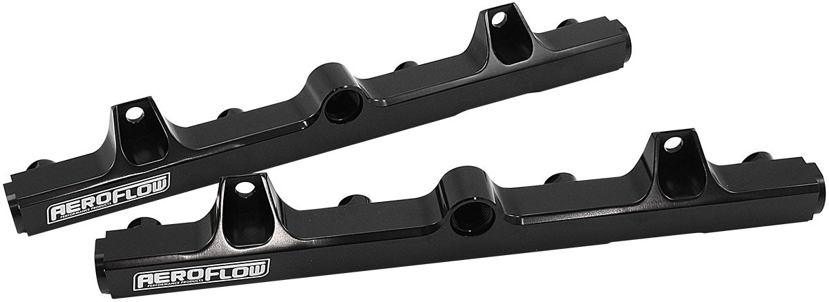 Aeroflow Ford V8 Coyote Billet EFI Fuel Rails - Black Finish Suit 14mm Full Length Fuel Injectors, -8ORB Ports