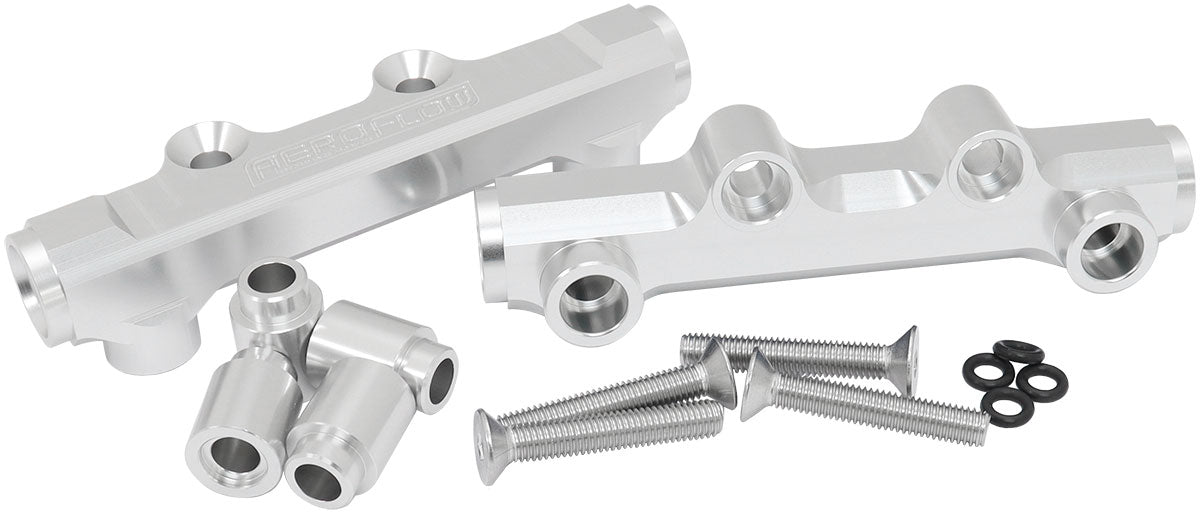 Aeroflow Subaru EJ20 and EJ25 Top Feed Billet EFI Fuel Rail - Silver Suit 14mm 3/4" Length Fuel Injectors, -8ORB Ports