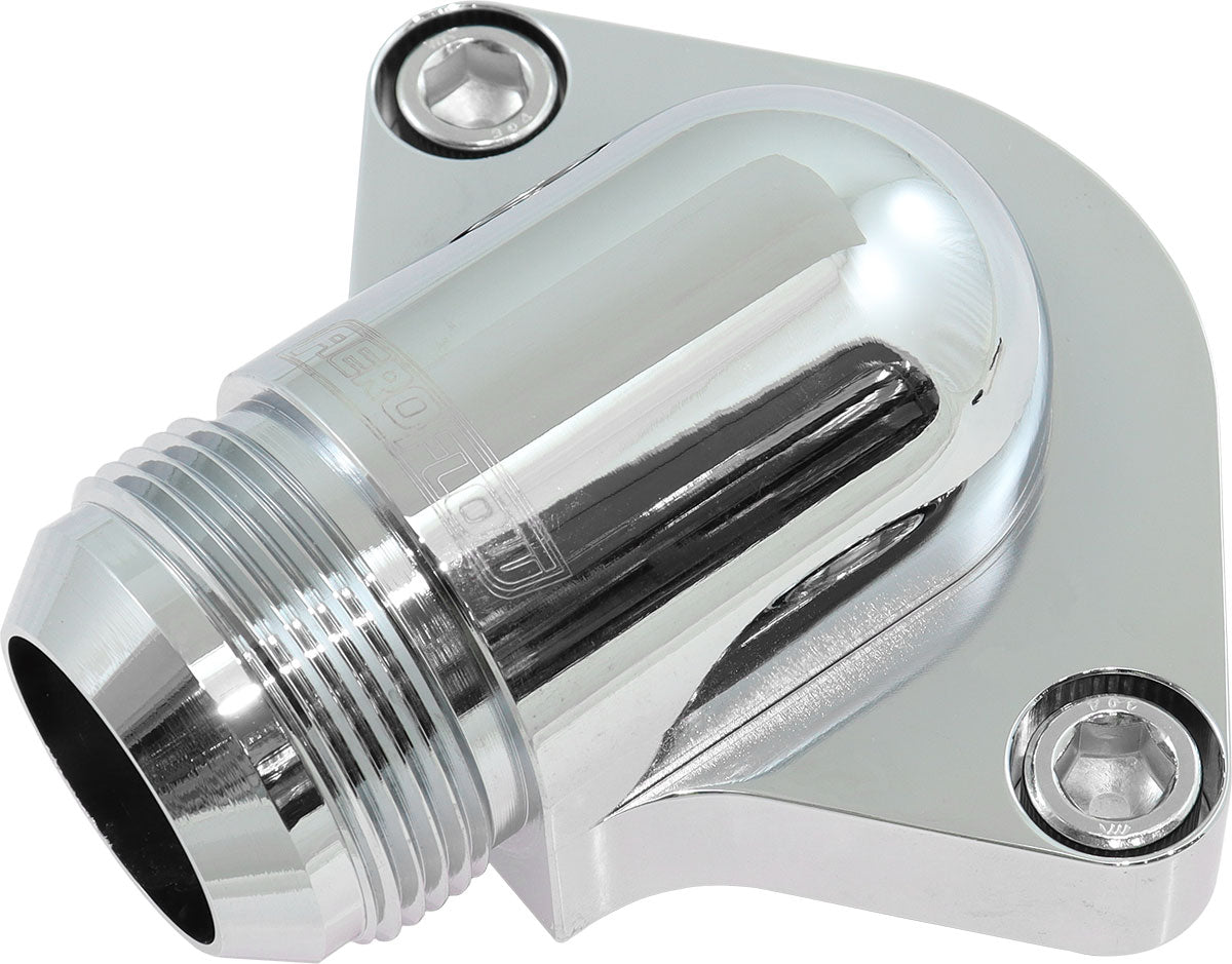 Aeroflow Billet Low Profile -20AN Thermostat Housing - Chrome Finish Suit Small & Big Block Chevy and Holden V8