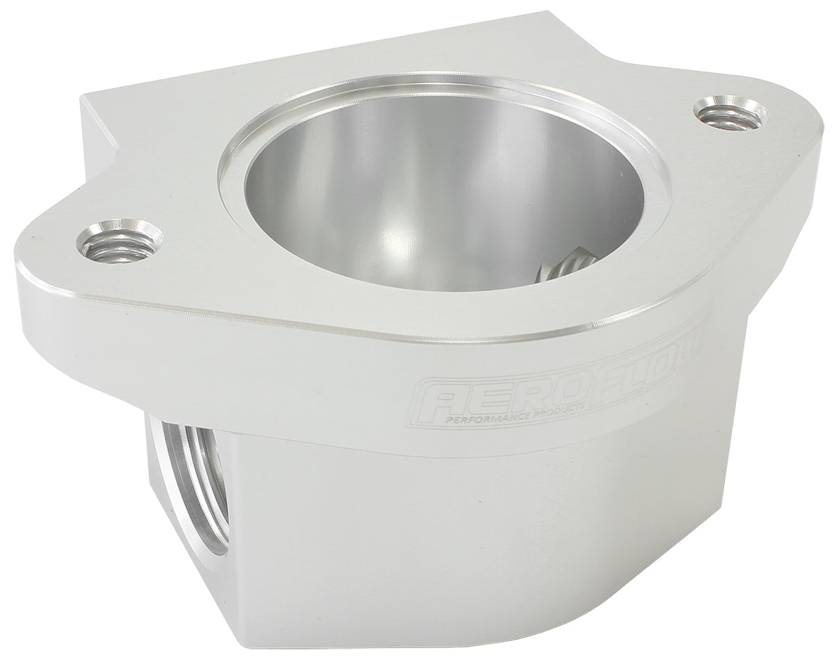 Billet Remote Thermostat Housing - Silver With -12AN Ports, Use With Chev Thermostat Housing