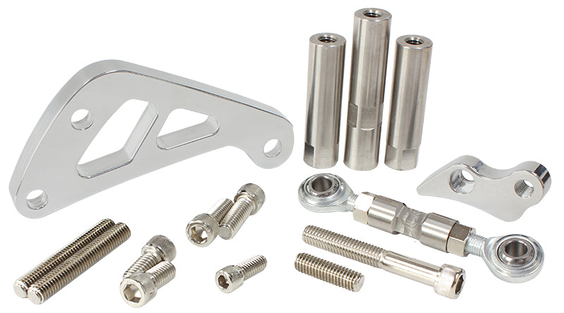 Billet Aluminium Alternator Bracket Suit Small Block Chevy Mid mount driver side with long water pump, Polished finish