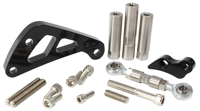 Billet Aluminium Alternator Bracket Suit Small Block Chevy Mid mount driver side with long water pump, Black finish