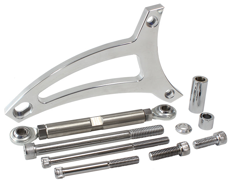Aeroflow Standard Mount Billet Alternator Bracket - Polished Finish Suit Ford 351W with drivers side water pump hose inlet
