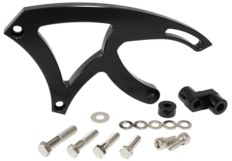 Billet Aluminium Power Steering Bracket Suit 302-351C, Mid mount passenger side with GM Saginaw pump, Black finish