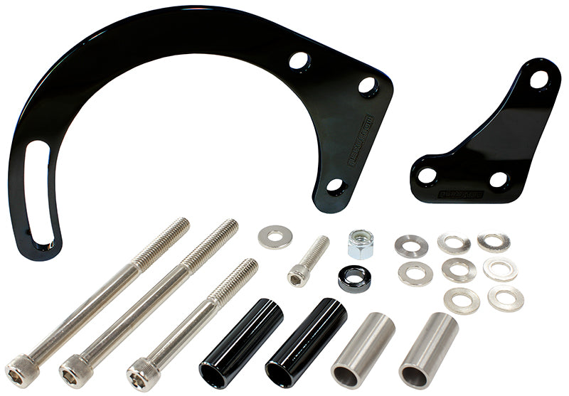 Low Mount Alternator Bracket Black Finish. Suit Small Block Chevy with Long Water Pump