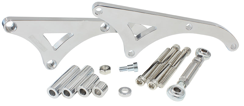 Mid Mount Billet Alternator Bracket Polished Finish. Suit Holden V8, driver side