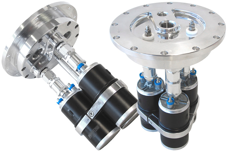 Billet Triple Fuel Pump Hanger - Polished Suits Aeroflow or Bosch style pumps, 8" (205mm) cut-out required