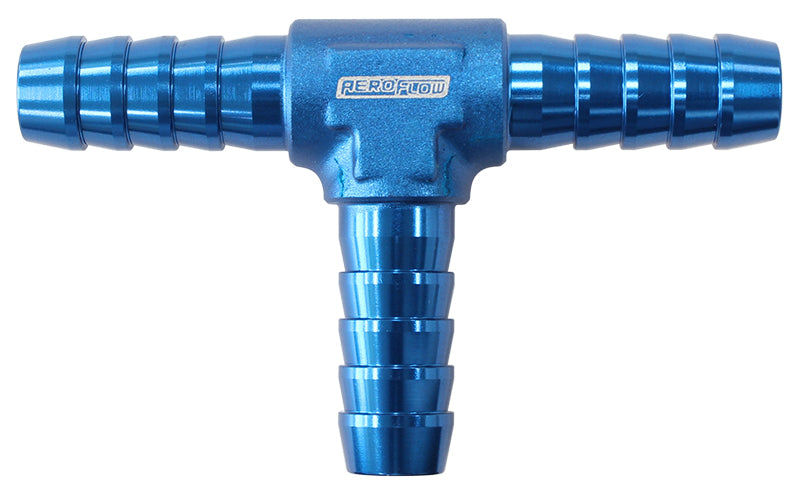 Aluminium T-Piece 1/4" (6mm) O.D Blue Finish