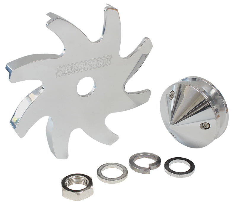Billet Alternator Fan & Pulley Suits Ford, Chevy and Holden alternators, Polished