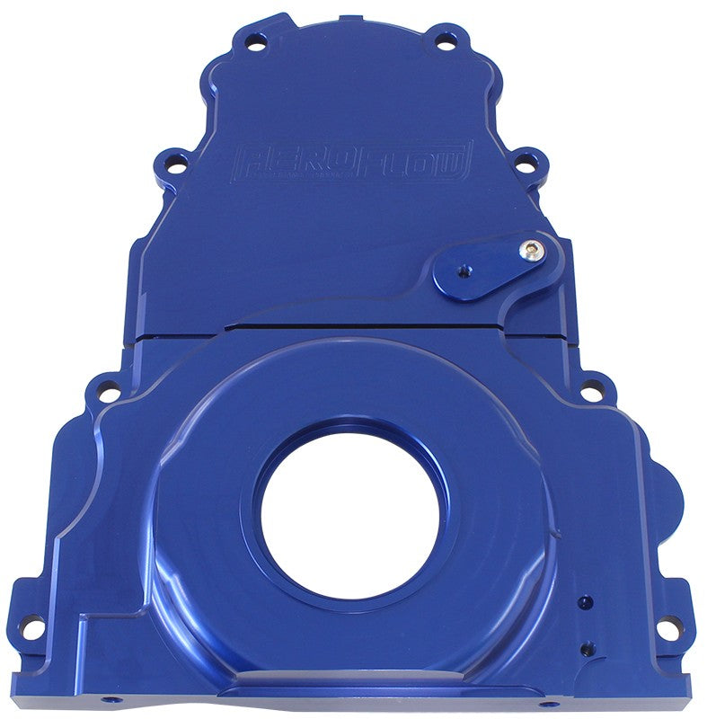 GM LS 2-Piece Billet Timing Cover - Blue Finish Includes Mounting Hardware and Cam Sensor Plug