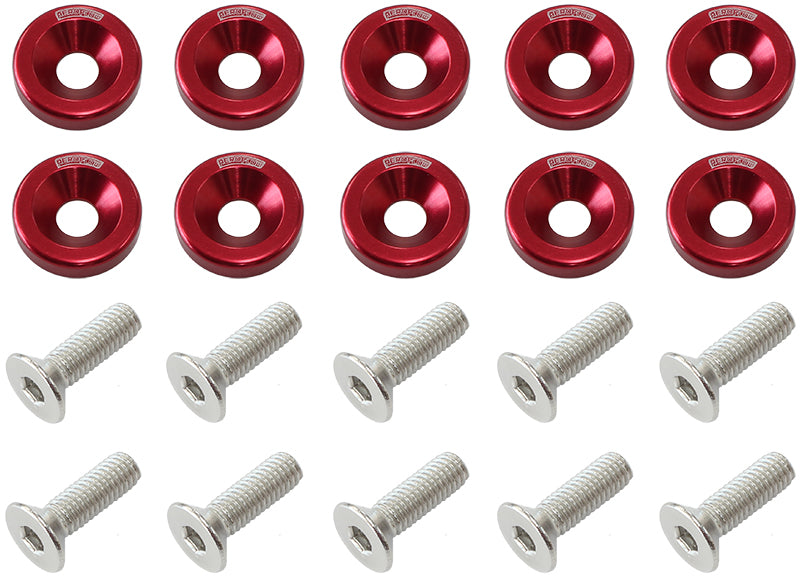 5/16" Billet Dress-Up / Fender Bolt Kit (10pack) Red Finish