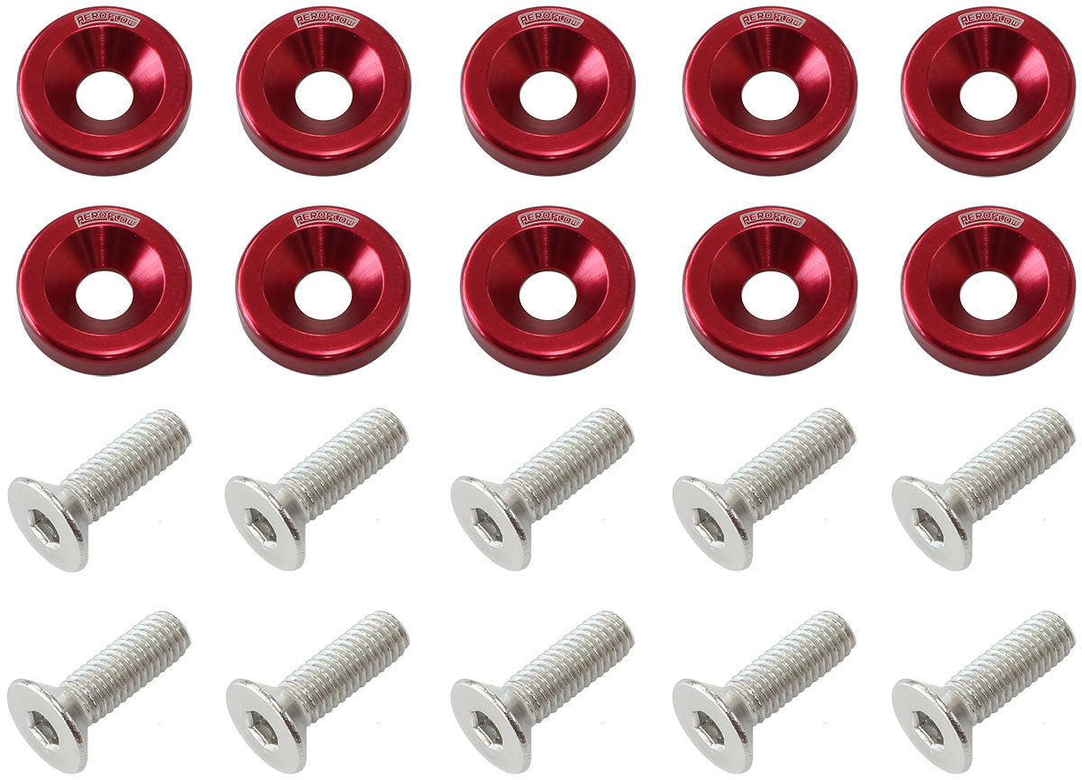 Billet Dress-Up/Fender Bolt Kit M8 x 1.25mm (20mm UHL) Red Finish