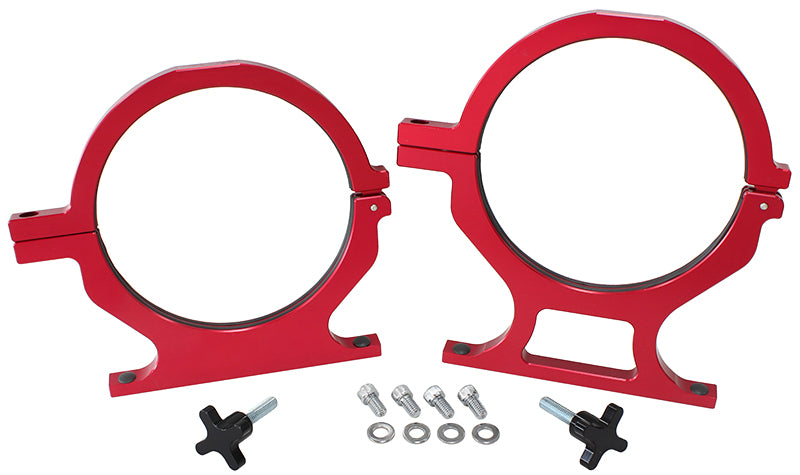 Billet Nitrous Bottle Brackets - Red Suits 10lb. & 15lb. Bottles, Sold As A Pair