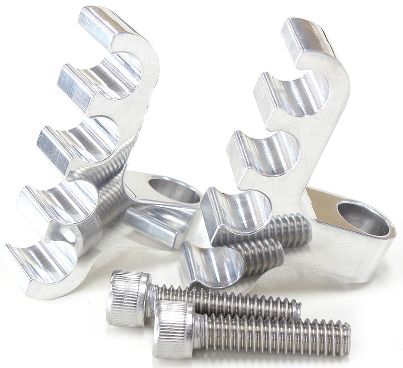 Ignition Lead Separator - Polished (Pair) Holds x 4 Leads, Mounts to Valve Covers 1/4" Bolt