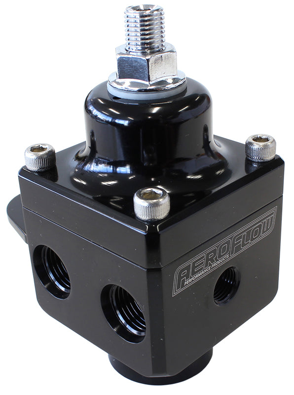 Billet 4-Port Carburettor Fuel Pressure Regulator -6 ORB Black Finish. 4-12 psi. Rated to 1600 HP