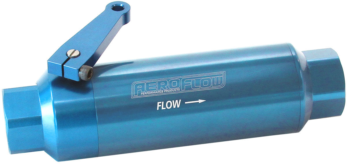 Aeroflow 60 Micron Pro Filter with Ball Valve - Blue -12 ORB Ports. 7-1/8" x 2"