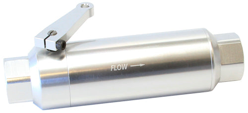 Aeroflow 60 Micron Pro Filter With Ball Valve - Silver -12AN ORB Inlet/Outlet Ports, 7-1/8" x 2"
