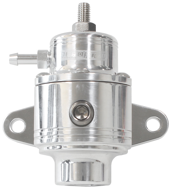 Compact Billet 3-Port EFI Fuel Pressure Regulator 30-90psi Adjustable Polished Finish. 3 x -6 ORB Ports, 1 x 1/8" NPT Port