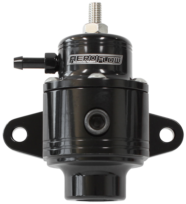 Compact Billet 3-Port EFI Fuel Pressure Regulator 30-90psi Adjustable Black Finish. 3 x -6 ORB Ports, 1 x 1/8" NPT Port