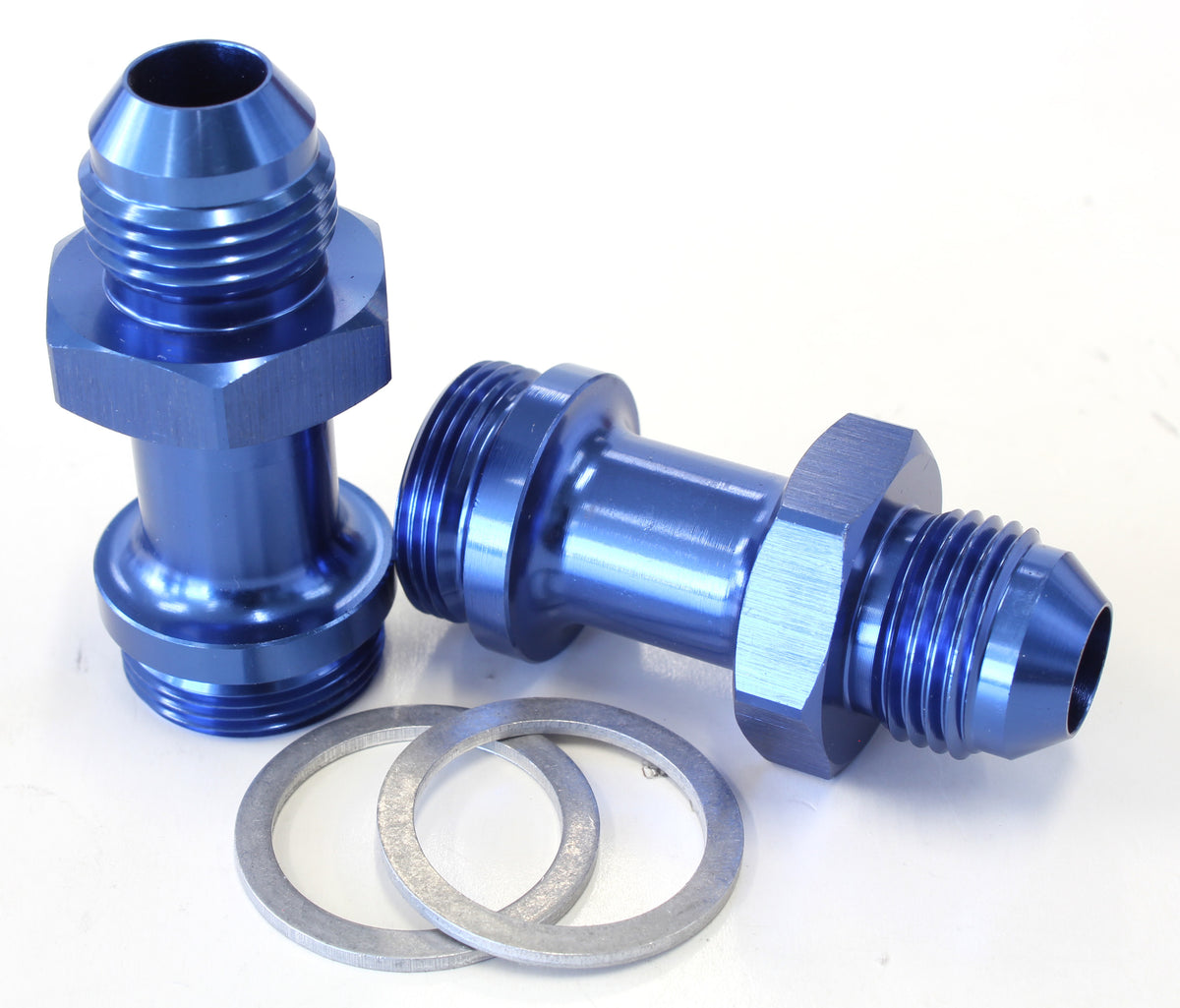 Carburettor Adapter - Male 7/8" x 20 to -8AN Blue Finish. Suit Holley Inlet Feed