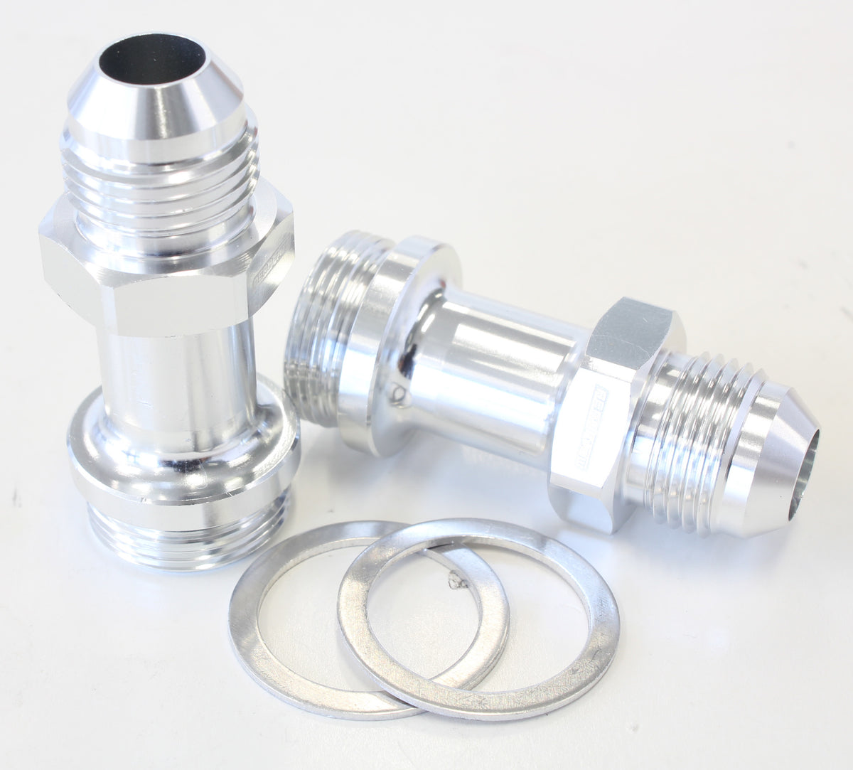 Carburettor Adapter - Male 7/8" x 20 to -8AN Silver Finish. Suit Holley Inlet Feed