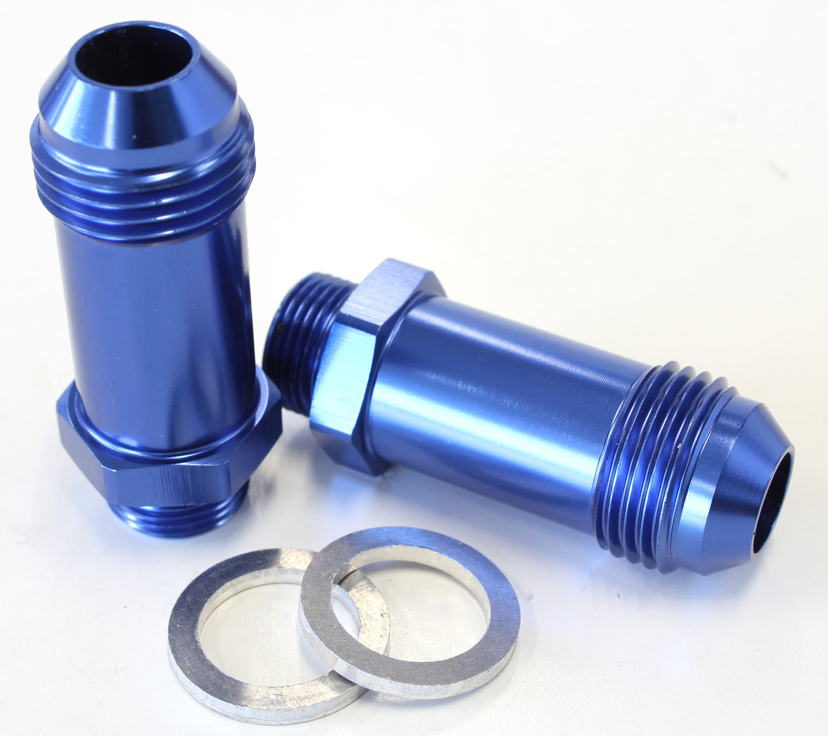 Carburettor Adapter - Male 9/16" x 24 to -8AN Blue Finish. Suit Demon / Holley Inlet