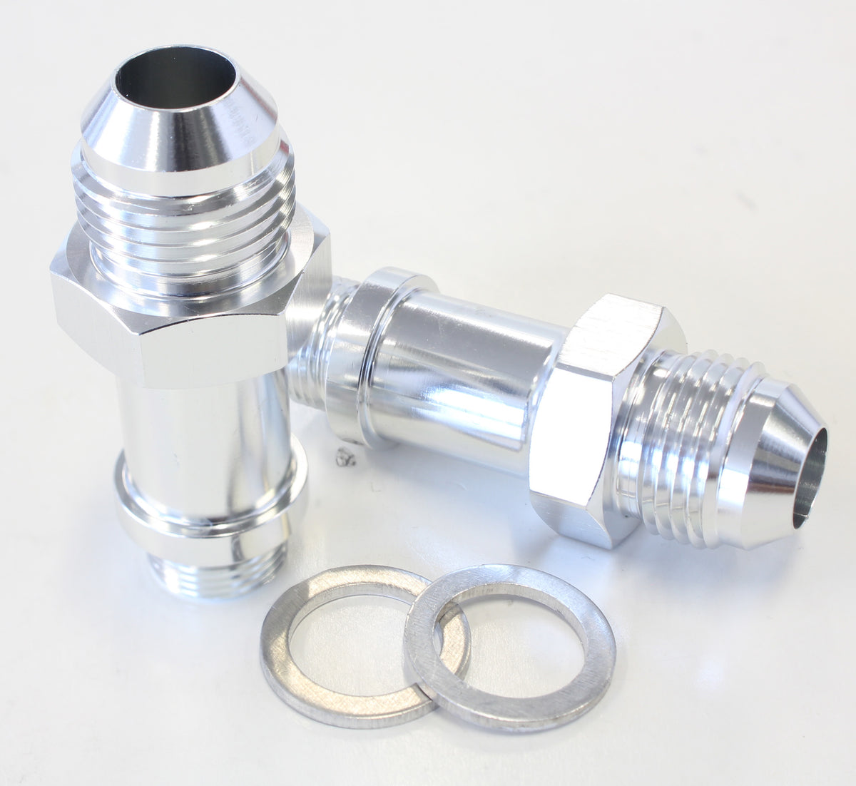 Carburettor Adapter - Male 9/16" x 24 to -8AN Silver Finish. Suit Demon / Holley Inlet