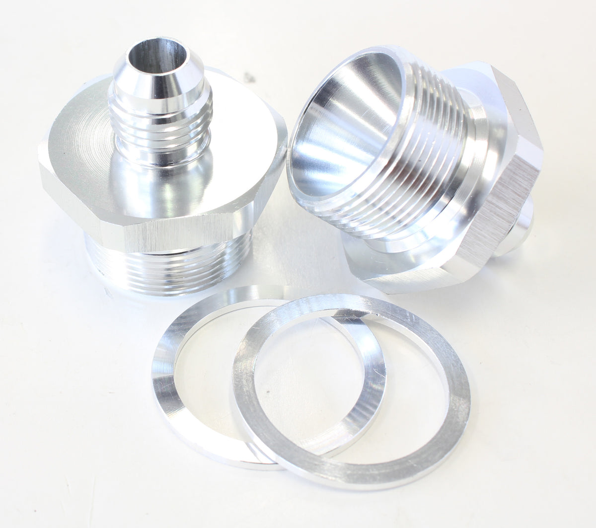 Carburettor Adapter - Male -6AN to 1" x 20 Silver Finish. Suit Quadrajet Inlet Feed