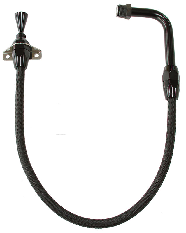 Ford C4 Pan Fill Firewall Mount Flexible Stainless Steel Transmission Dipstick - Black Finish 24" (600mm) OverallLength