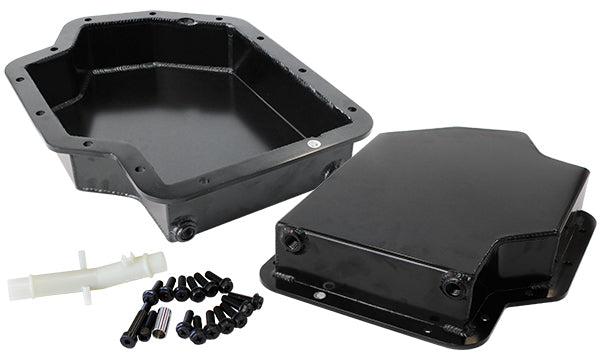 3" Deep Fabricated Transmission Pan including Filter Extension Black Finish. Suit GM Turbo 400