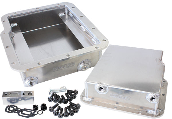 3" Deep Fabricated Transmission Pan including Filter Extension Natural Finish. Suit GM Powerglide