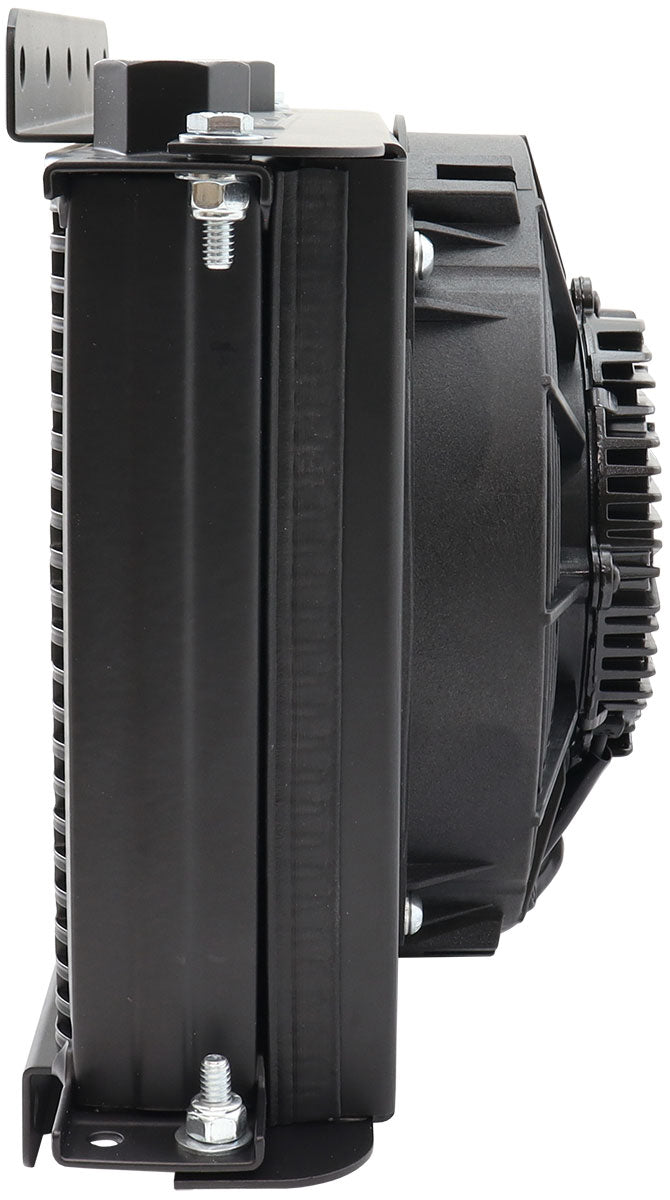 Aeroflow 25 Row Modular Oil Cooler with Brushless Fan & Shroud 330mm L x 255mm H x 150mm D. -10ORB Threads