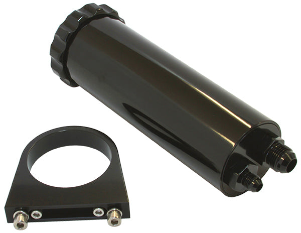 Billet Power Steering Reservoir - Black 440 ml capacity, 2-7/8" O.D., 8-3/4" H, billet brackets included