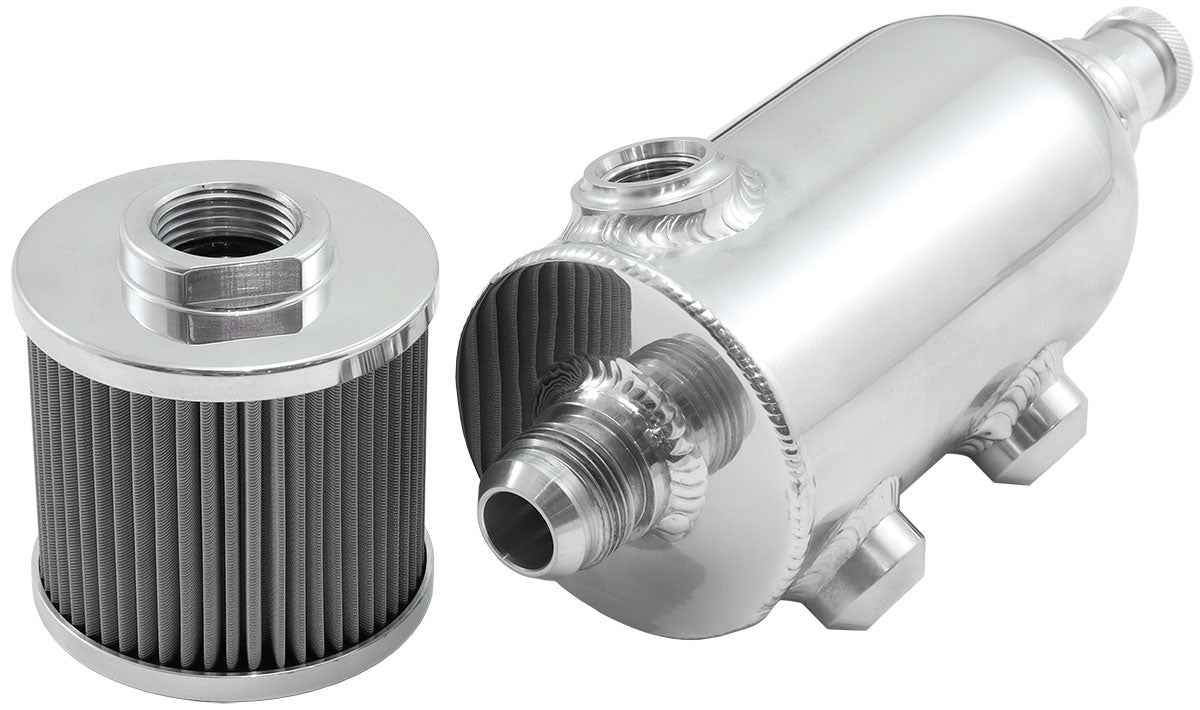 Universal Breather Tank - Polished Dual -8 ORB Ports & Stainless Steel Breather