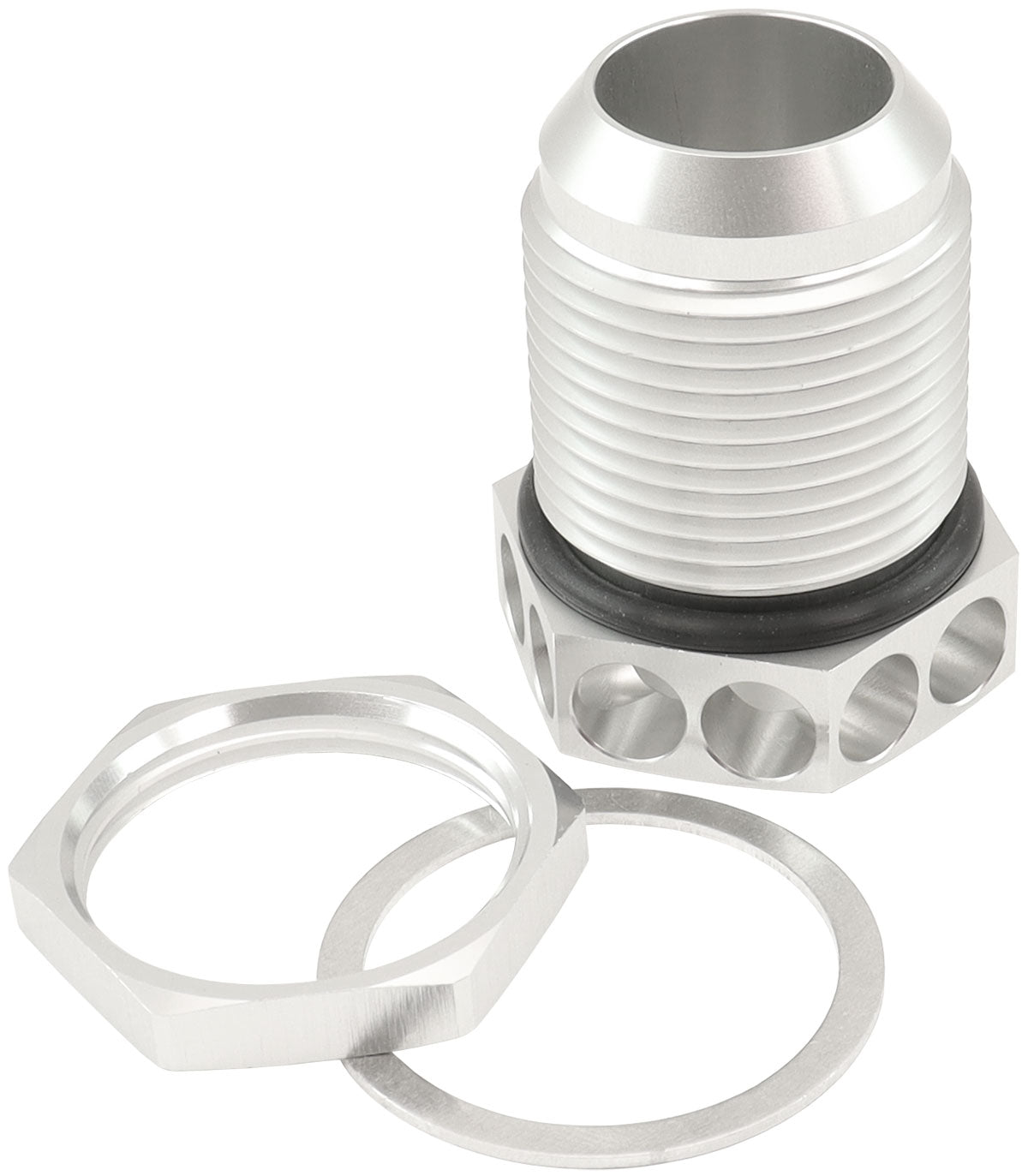 Bolt In Breather Bulkhead -10 Silver Finish
