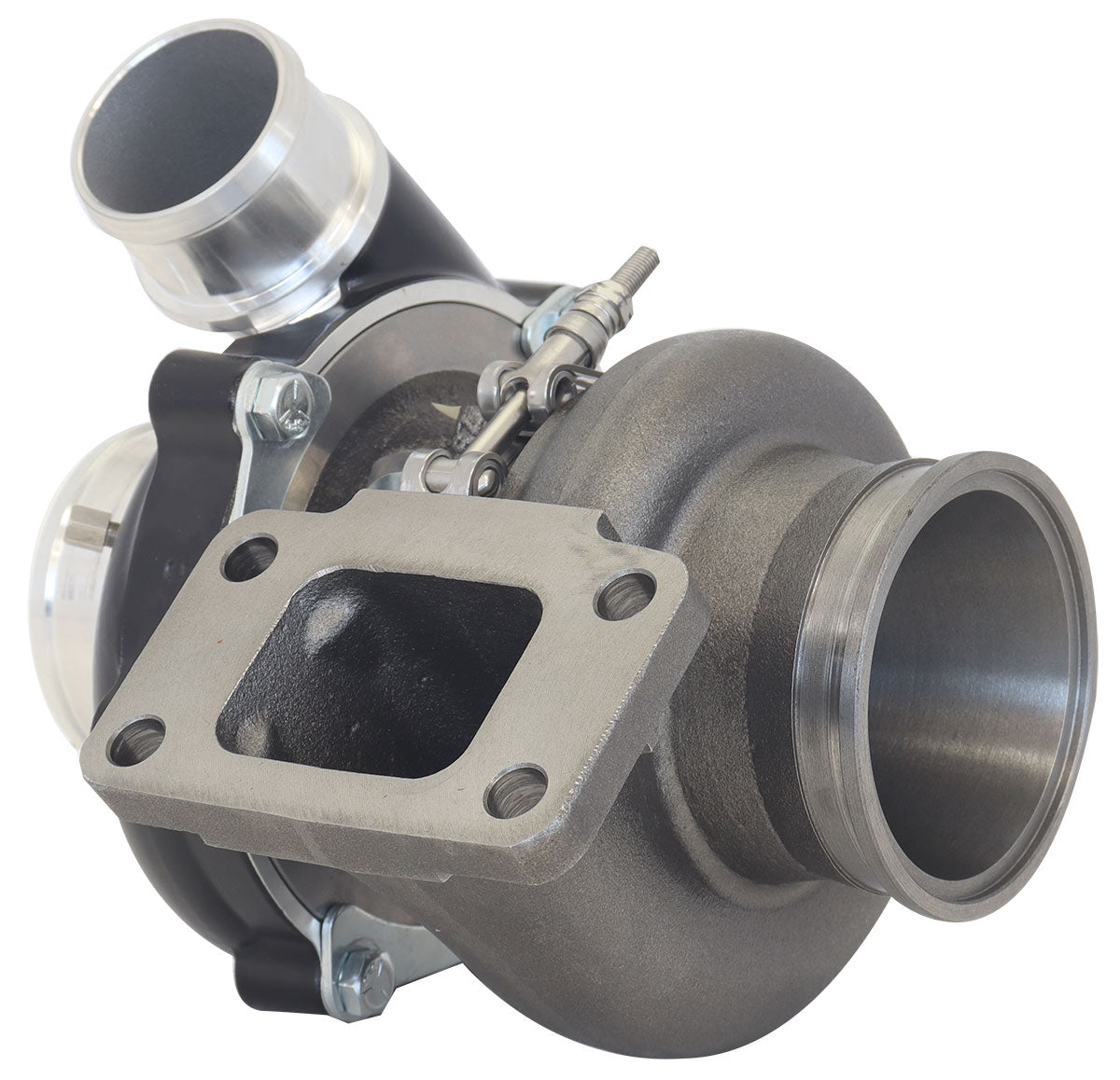 BOOSTED B5455 .61 Turbocharger 660HP, Hi Temp Black Finish External Wastegate, T3 Inlet Flange, V-Band Exhaust Flange