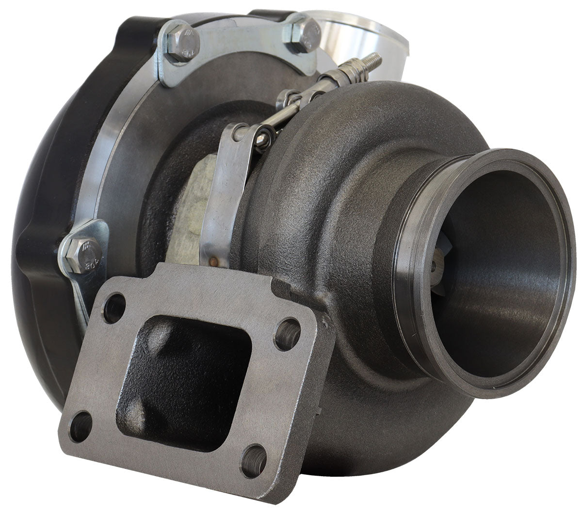 BOOSTED B5855 .61 Turbocharger 770HP, Hi Temp Black Finish External Wastegate, T3 Inlet Flange, V-Band Exhaust Flange