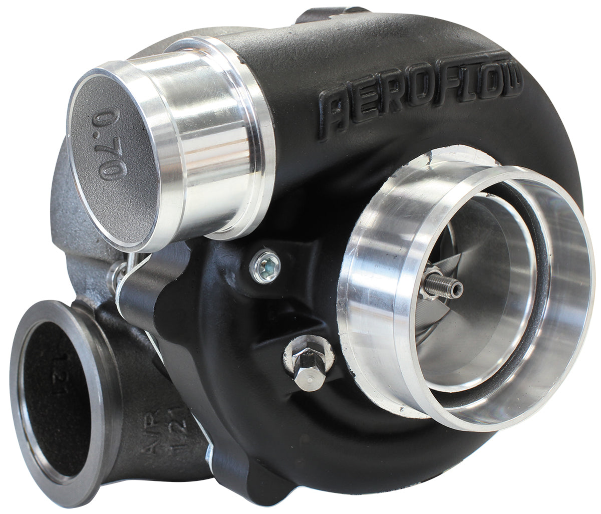 BOOSTED B5455 1.21 Reverse Rotation Turbocharger 660HP, Hi Temp Black Finish External Wastegate, V-Band Inlet & Exhaust Flanges