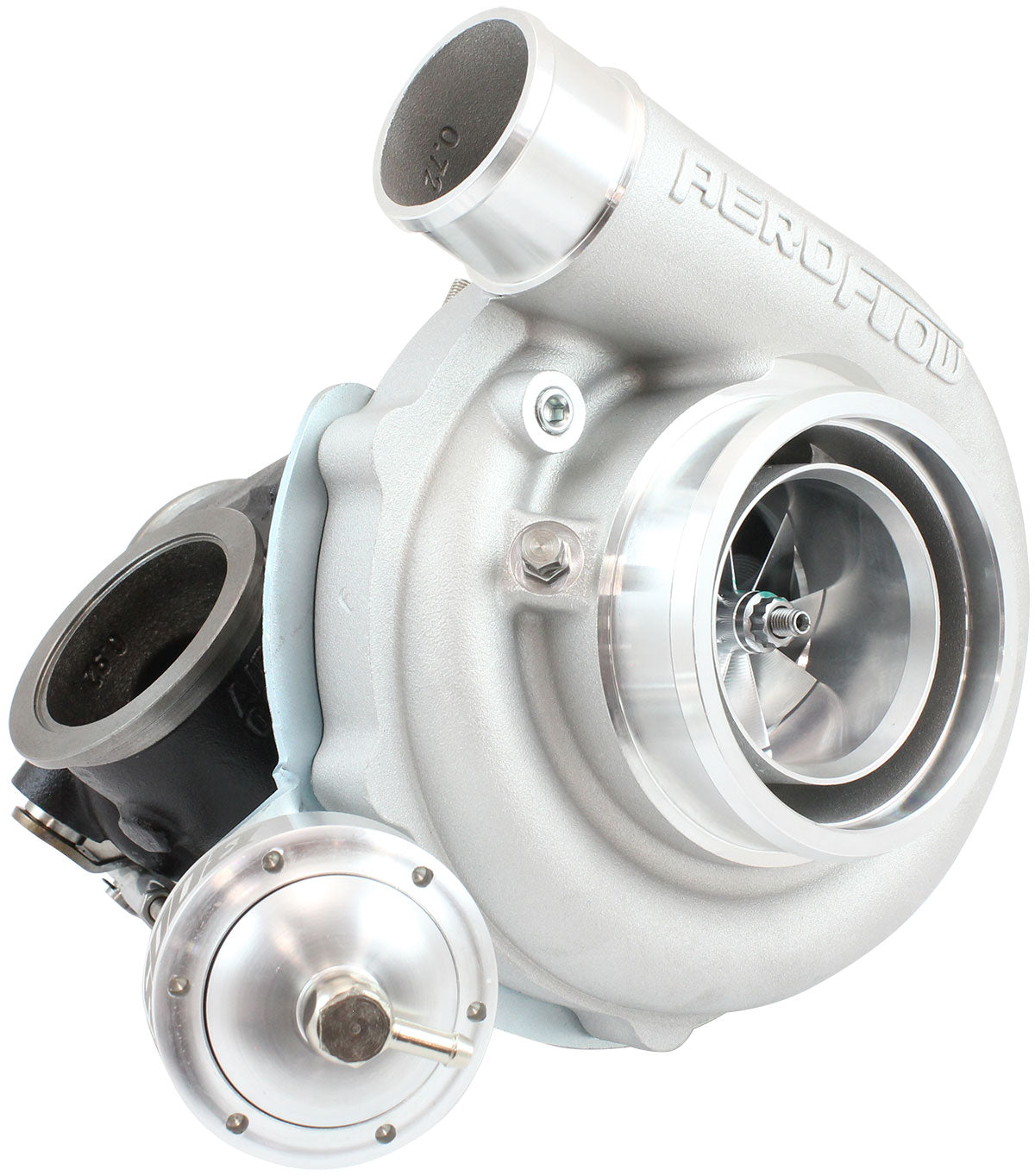 BOOSTED 6255.92 Reverse Rotation Turbocharger 900HP, Natural Cast Finish Internal Wastegate, V-Band Inlet & Exhaust Flanges