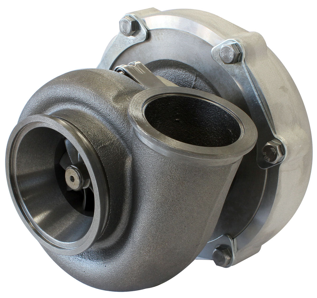 BOOSTED 6255 1.01 Reverse Rotation Turbocharger 900HP, Natural Cast Finish External Wastegate, V-Band Inlet & Exhaust Flanges