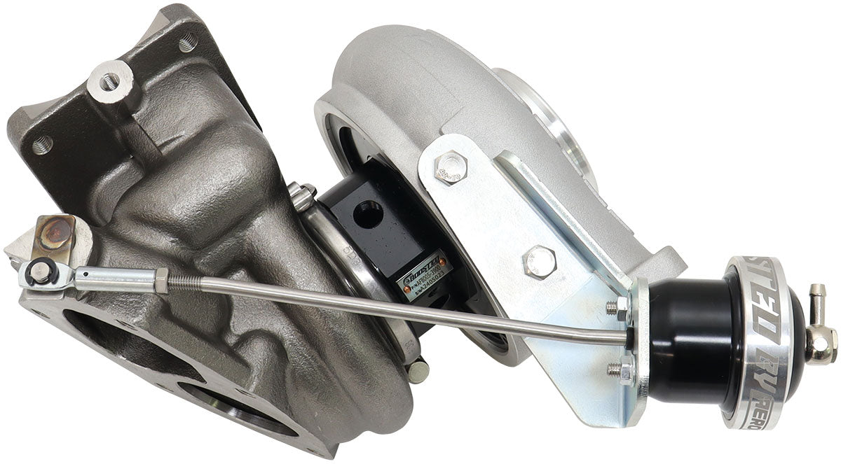 BOOSTED 5858 Mitsubishi Evo 4-9 4G63 Bolt On Internal Wastegate Turbocharger 550HP, Natural Cast Finish Mitsubishi 4 Bolt Inlet Flange, Mitsubishi 5-Bolt Exhaust Flange